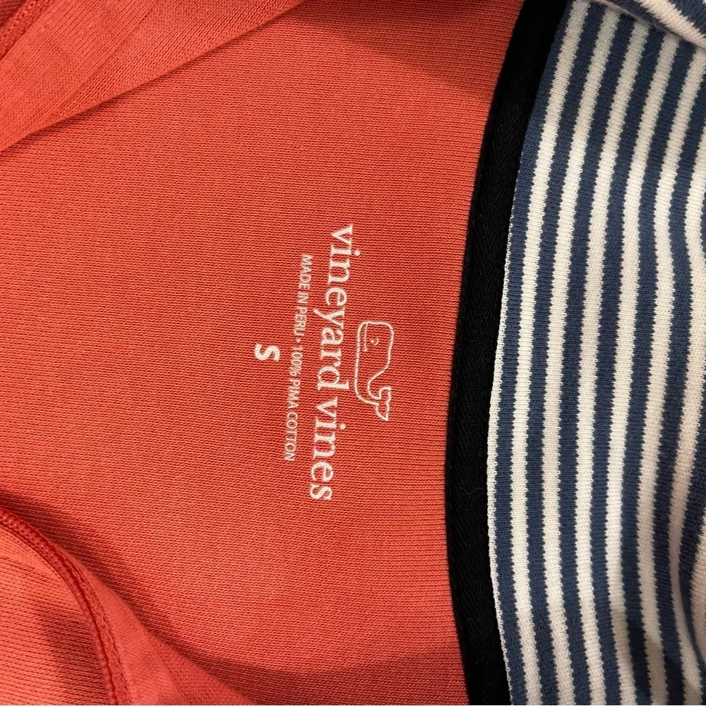 Vineyard Vines Saltwater 1/4 Zip Women’s S Coral  Pullover Sweatshirt Pima Whale - Picture 5 of 9